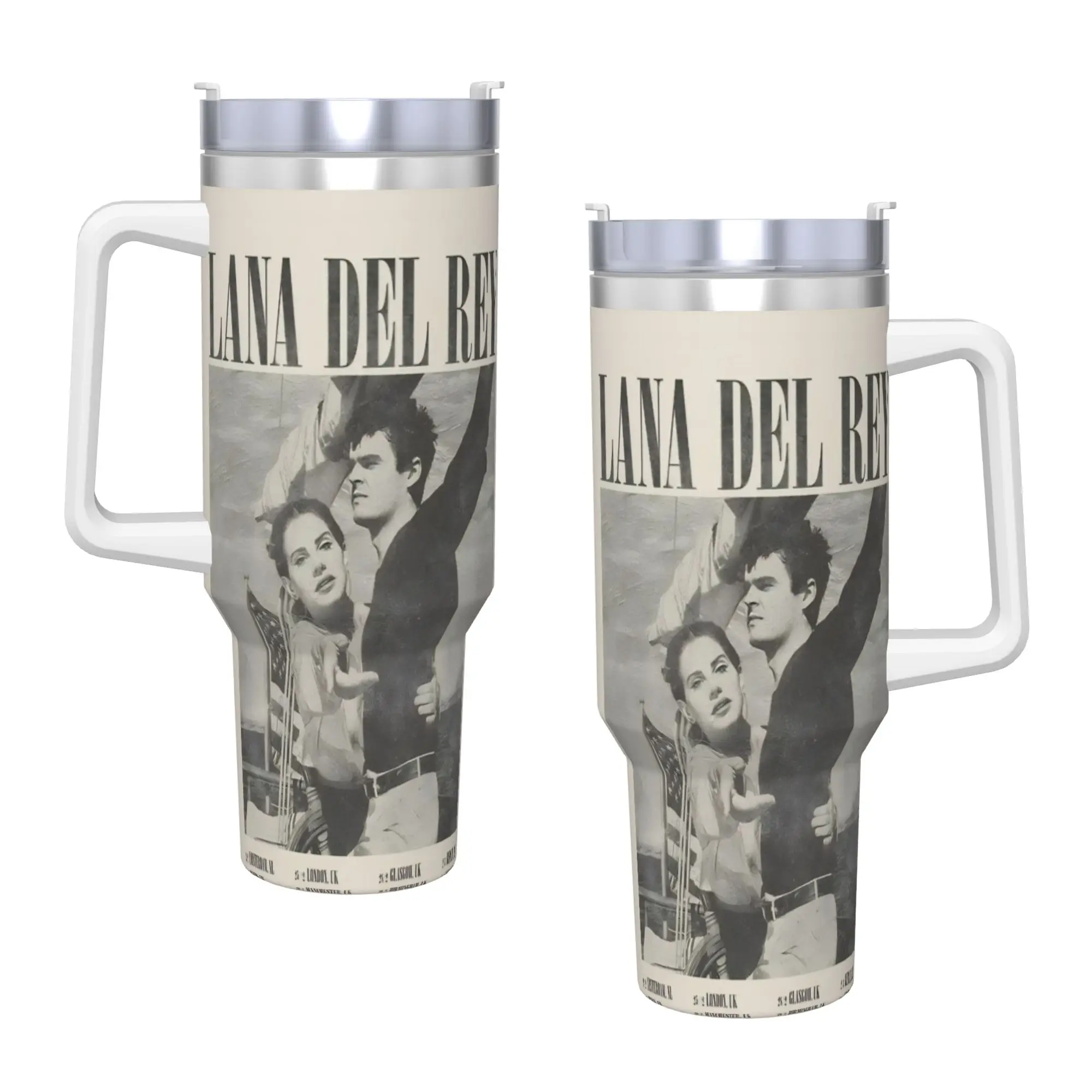 Stainless Steel Tumbler Singer Lana Del Rey Car Mugs With Straws  Beach Cold Water Bottle Portable Large Capacity Thermal Cups