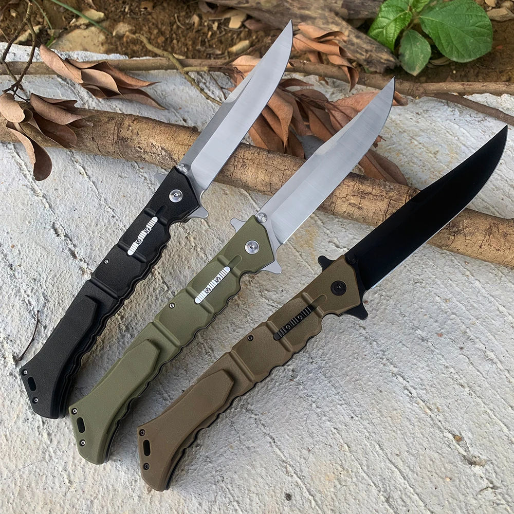 Cold Large Folding Tactical Knife 8Cr13Mov Steel Blade Professional Survival Hunting Combat Knives for Men Self defense EDC Tool