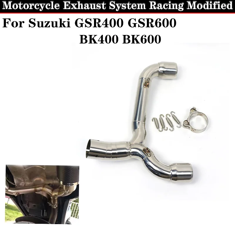 

For Suzuki GSR400 GSR600 BK400 BK600 Motorcycle Exhaust System Racing Modified Exchaust Muffler Middle Link Pipe 51mm