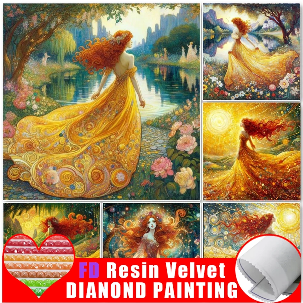 

FD Resin 5D Diamond Painting Kit Woman Cross Diamond Embroidery Painting Full Diamond Mosaic Rhinestone Decor Picture