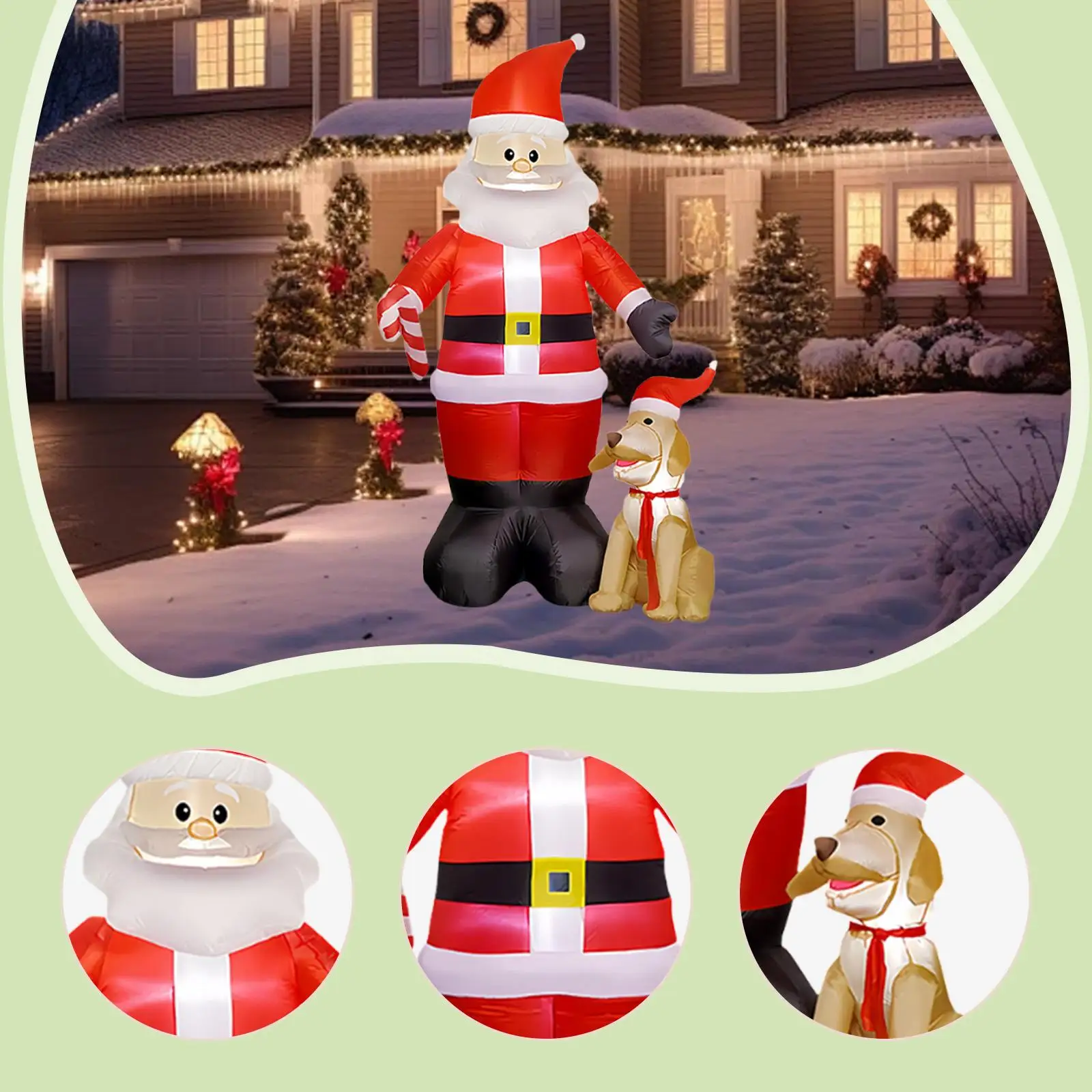 Christmas Inflatable Blow up Santa Claus with Lights for Yard Party Backyard