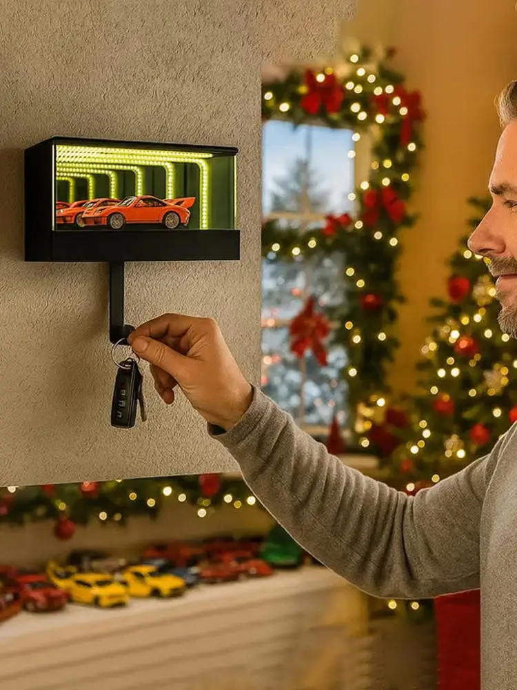Porte-clés de voiture mural imprimé en 3D, avec lumière LED, organisateur créatif de porte-clé de voiture pour les amateurs de voiture, accessoires cadeaux automobiles