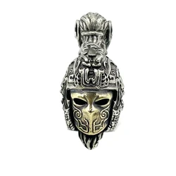 Brass Roman Knight Helmet Knife Bead Woven Lanyard DIY Pendant Jewelry Accessories EDC Outdoor Tool Paracord Keychain Hanging