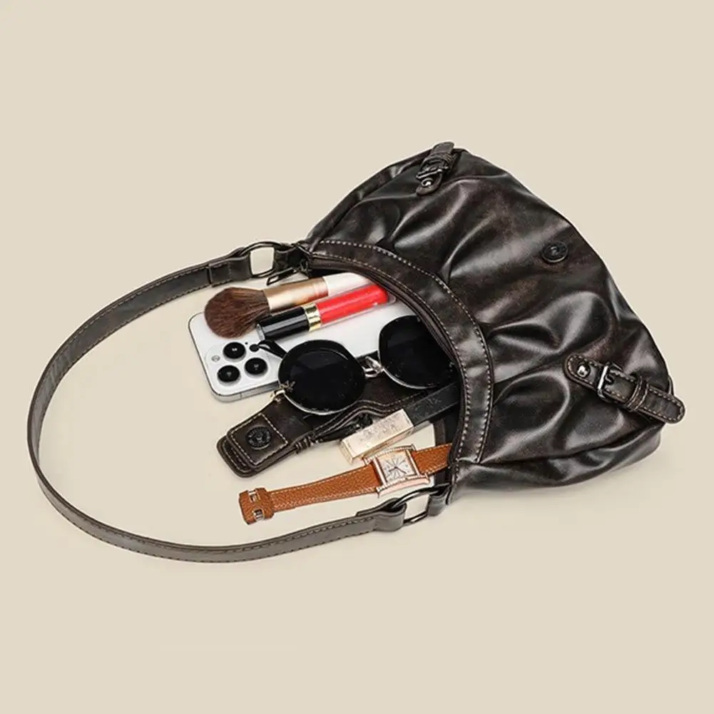 Y2K Retro Plissierte Hobo-Schultertasche für Damen, Bestseller im Maillard-Stil, Unterarmtasche, Clutch-Handtasche für Reisen, Arbeit und Shopping – Detail 25
