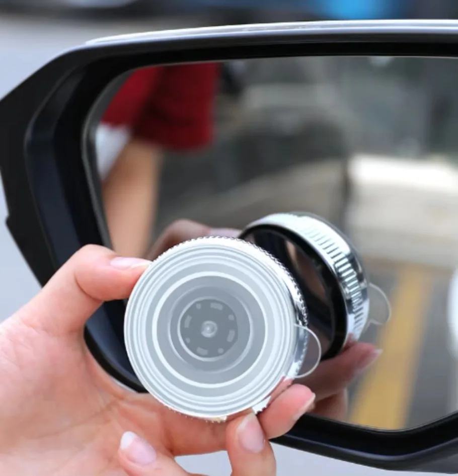 1SET Car Rear-View Mirror Suction Cup Small Circular Mirror 360 Degrees Adjustable Wide-Angle Blind Spot Mirror