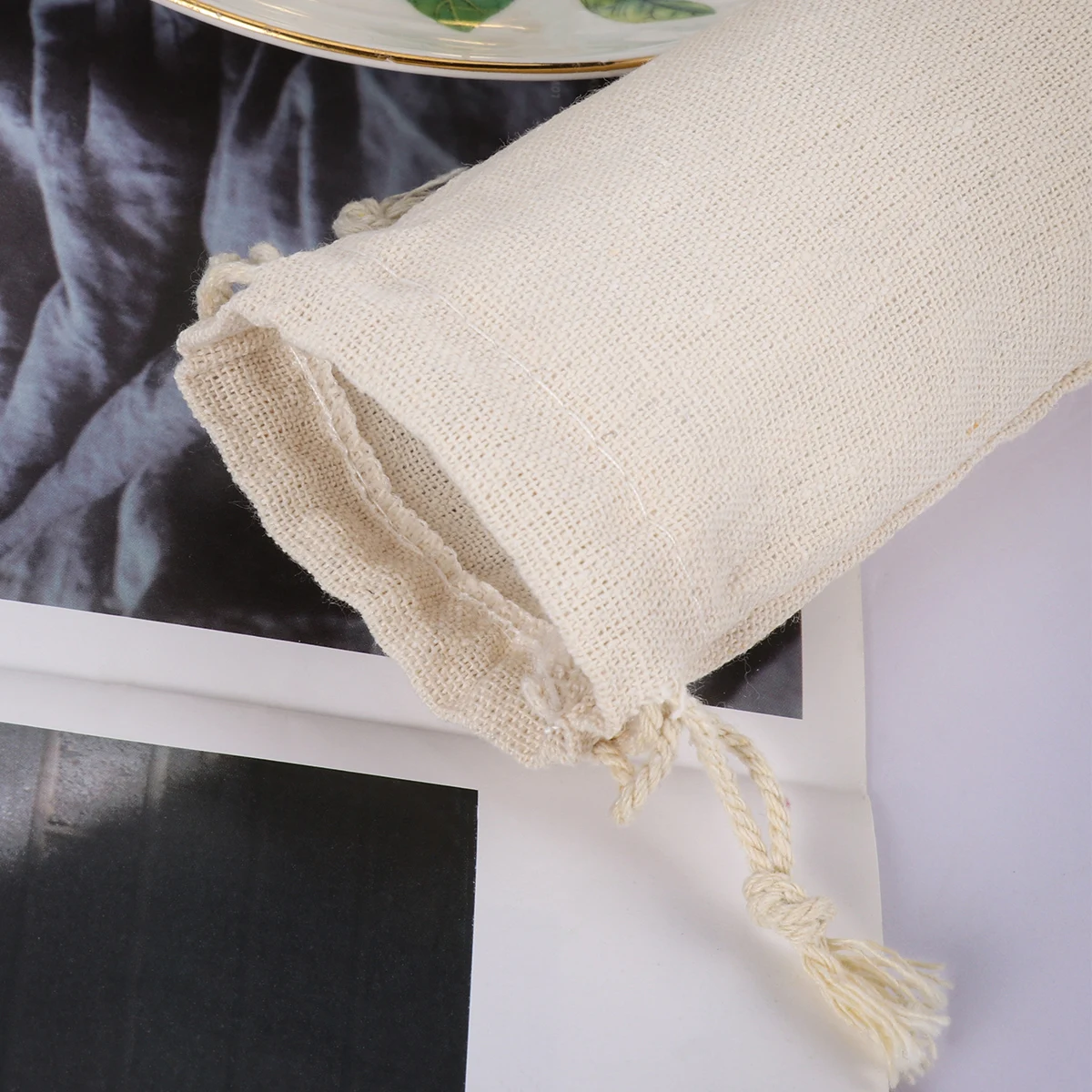 

Straw Storage Bag Reusable Cutlery Case Drinking Bags Small Drawstring Linen Pouch Cotton Holder Travel for ForksSpoons