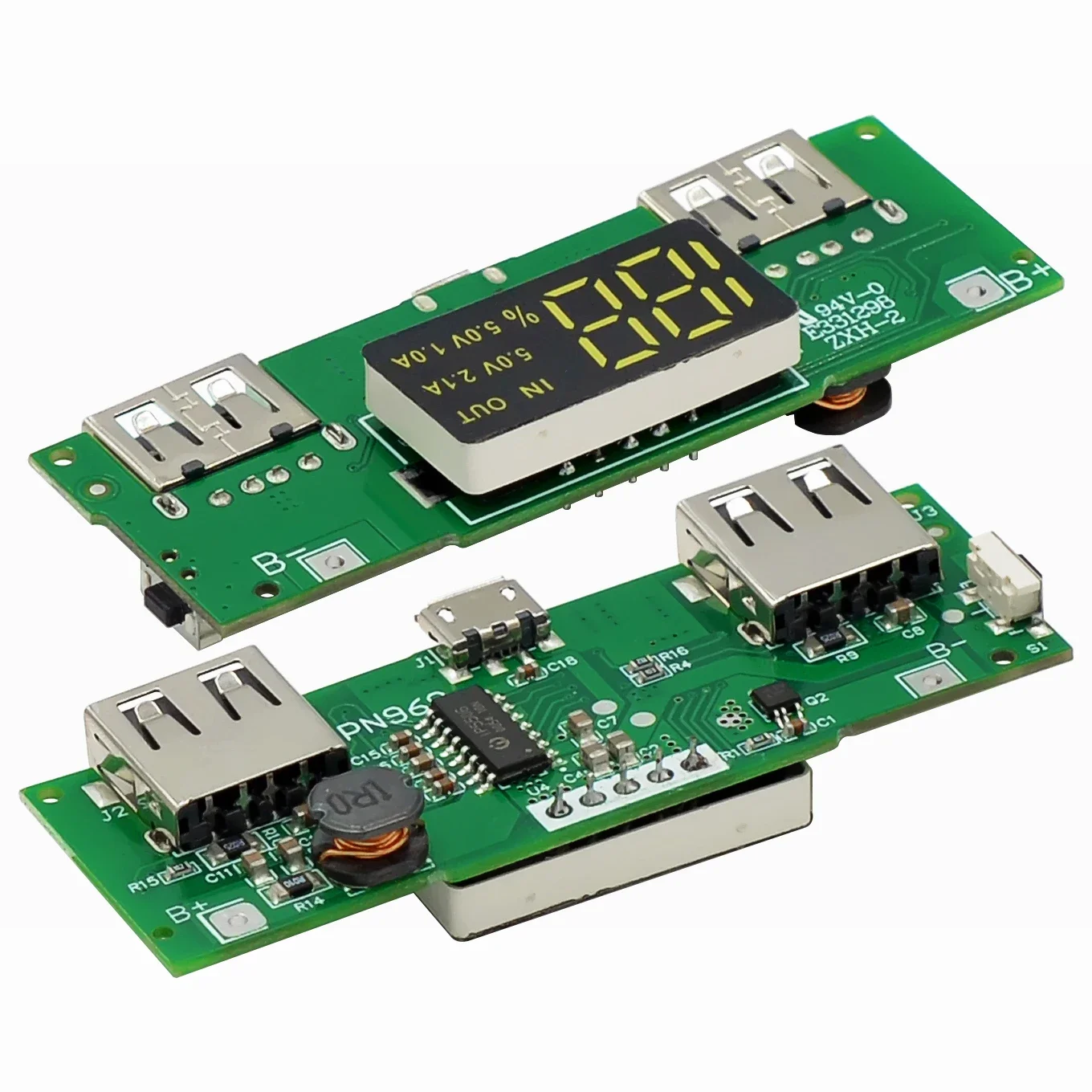 Modul Pengisi Daya Tampilan Digital Baterai Lithium 18650 5v2.4a 2A Modul Penguat Tampilan Pita Output USB Ganda