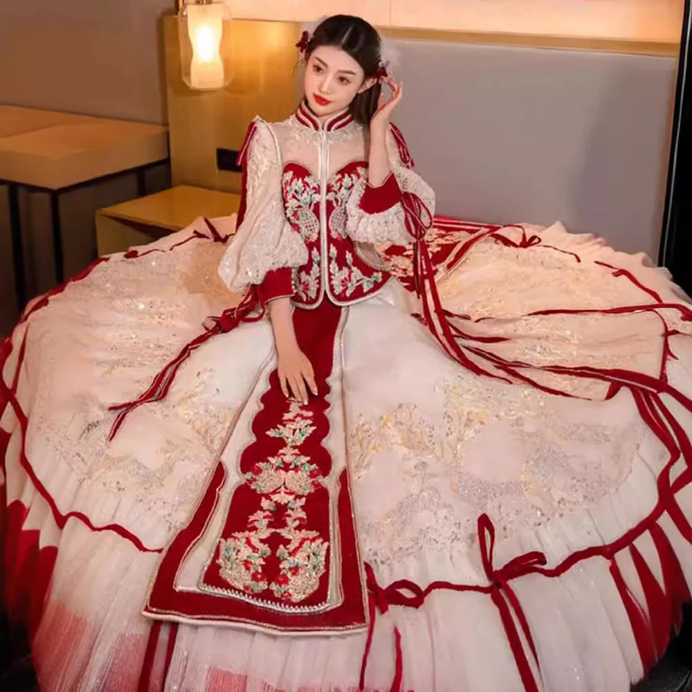 Casaco de noiva chinês dragão e fênix, roupa de casamento, high-end, fada, verão, Xiuhe, novo