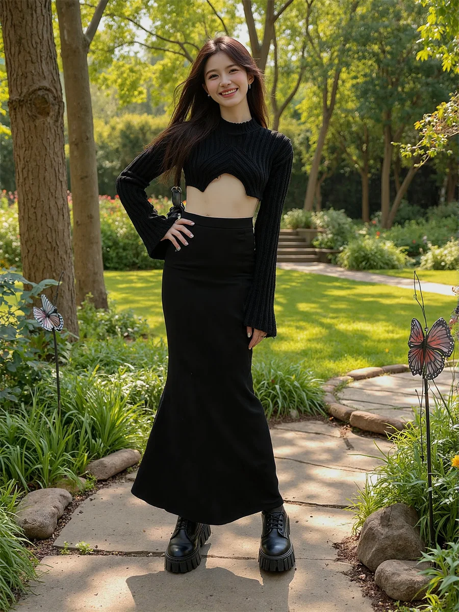 Damesrokken Kantoor Dame Het hele seizoen Rondetail Rok Damesmode Straat Informeel Dagelijks Eenvoudig Basic Student