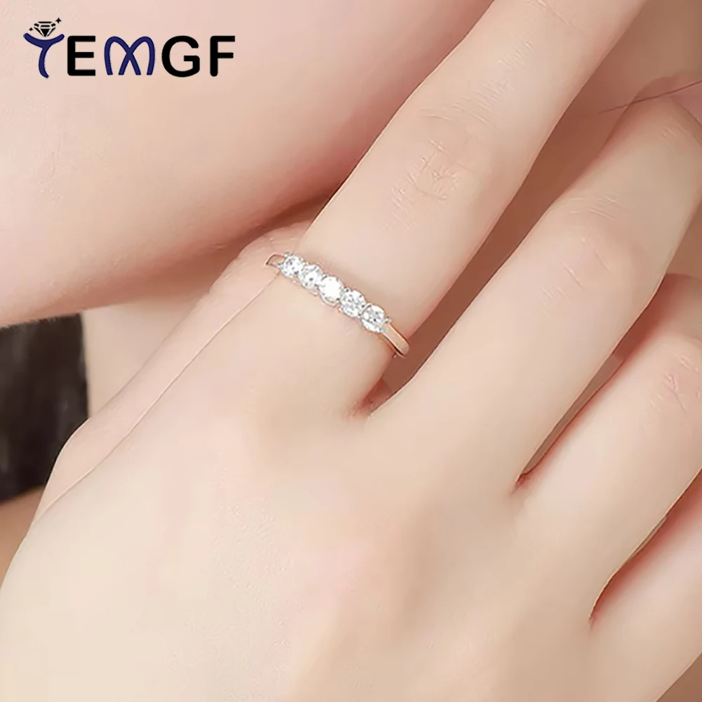 

TEMGF 3mm/4mm/5mm Moissanite Rings GRA Certification 100% 925 Sterling Silver 18K Plated for Women Classic Sparkly Fine Jewelry