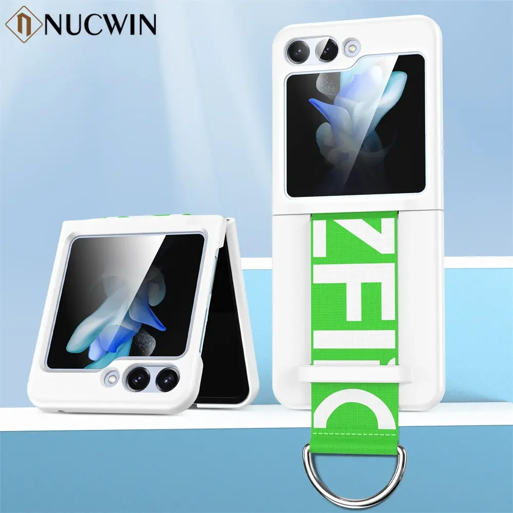 for Samsung Galaxy Z Flip 6 4 5 Fashion Wristband Case For Galaxy ZFlip 5 4 3 6 Flip4 ZFlip5 Hand Wrist Strap Matte Hard Cover