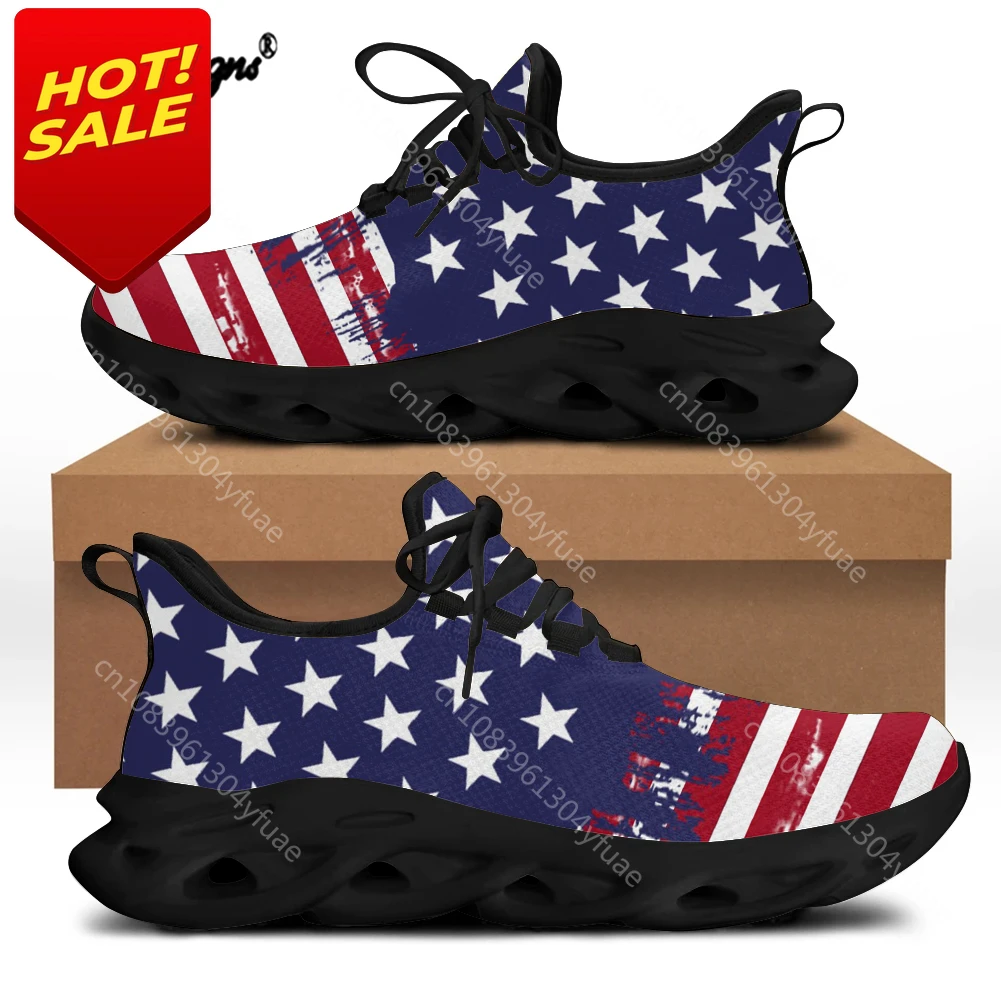 Noisydesigns-bandiera americana de EE. UU., stampa artistica, zapatillas informales, uomo, smorzamento, allacción, resistente