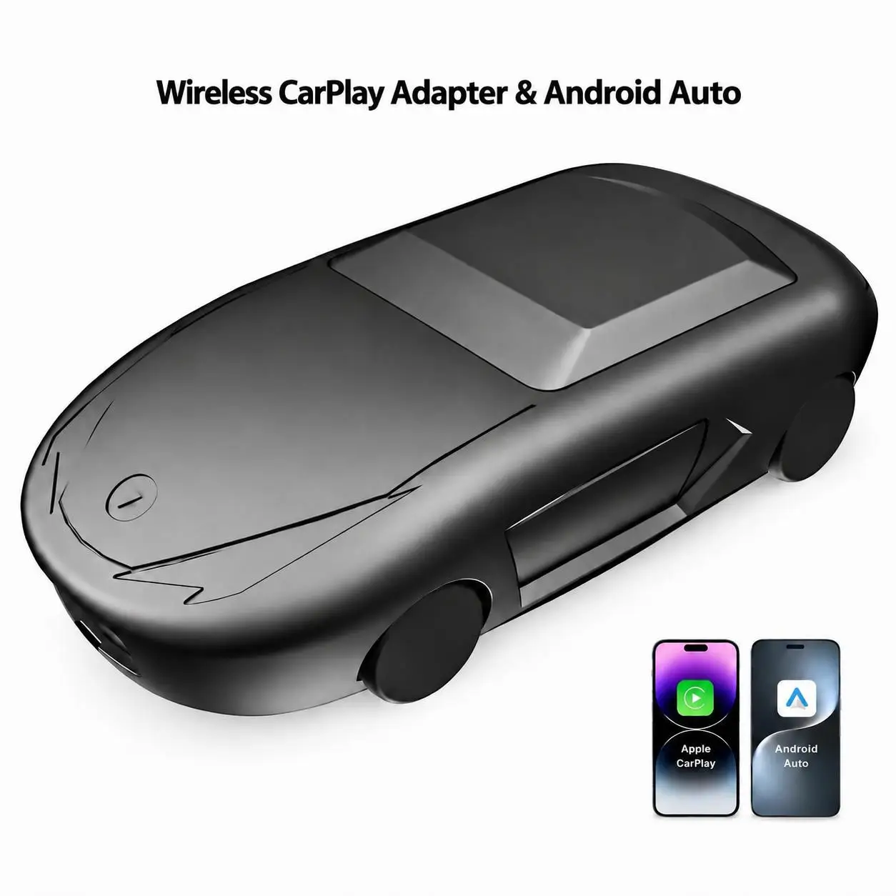 2-in-1 Wireless CarPlay & Android Auto Adapter , Universal Fit for Most Cars,  Wireless Connection, Plug & Play，iOS/Android，Mini