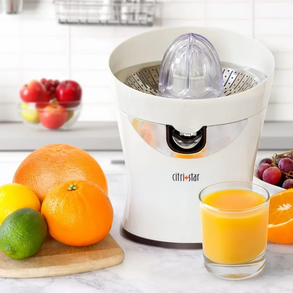 CitriStar CS-1000 Citrus Juicer, Electric Juicer for Oranges and Lemons with Stainless Steel Strainer and Spout White