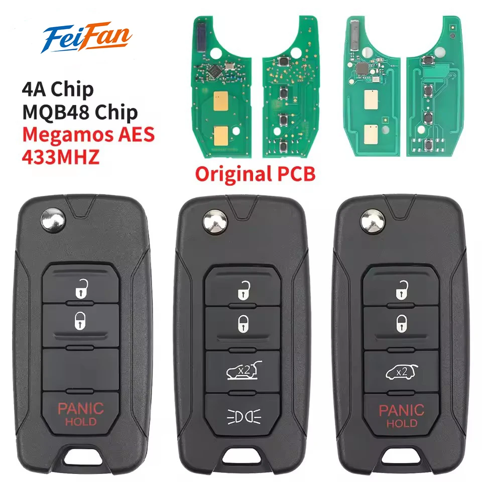 

FF Folding Remote Car Key 4A MQB48 Chip 433MHz For Jeep Renegade 2016 2017 2018 FCCID:2ADFTFI5AM433TX P/N:FI5-AM433TX Flip Key