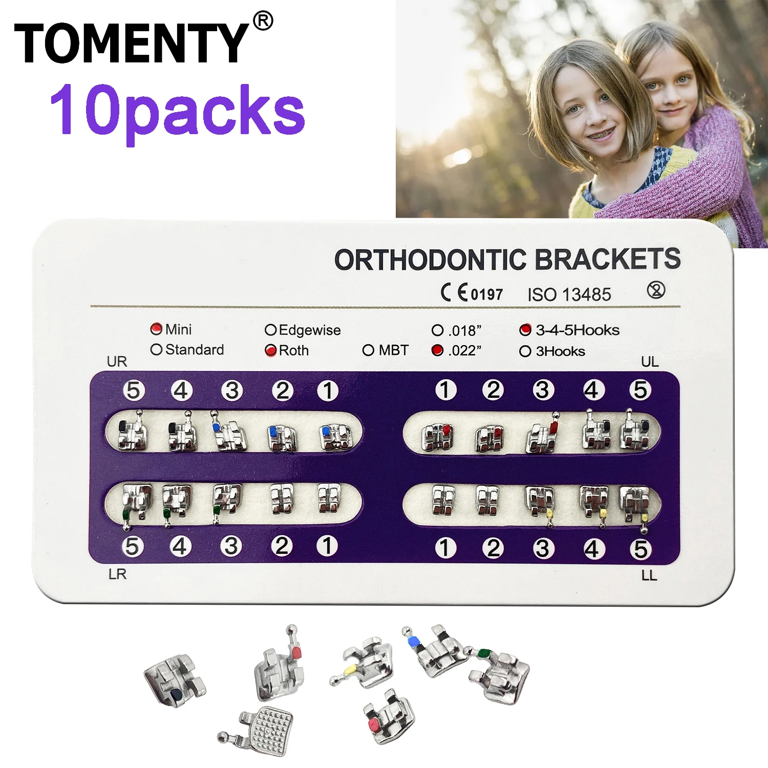 10 Confezioni TOMENTY Staffe Dentali Ortodontico Brace Metallo Mini Standard Roth MBT Slot Edgewise 022 018 3-4-5 Staffa Dentale In Metallo