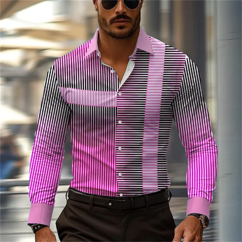 Camisas casuais de negócios masculinas, elegantes e confortáveis, mangas compridas com lapela, design extragrande, 6XL, 10 cores, verão