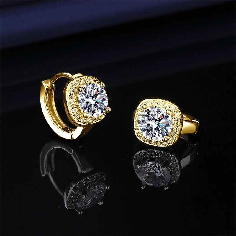 

Abestecom 0.5ct Stud Earrings Round Shining Moissanite Elegant Beaded Surrounding Style Circular Earrings Jewelry Luxury Gift
