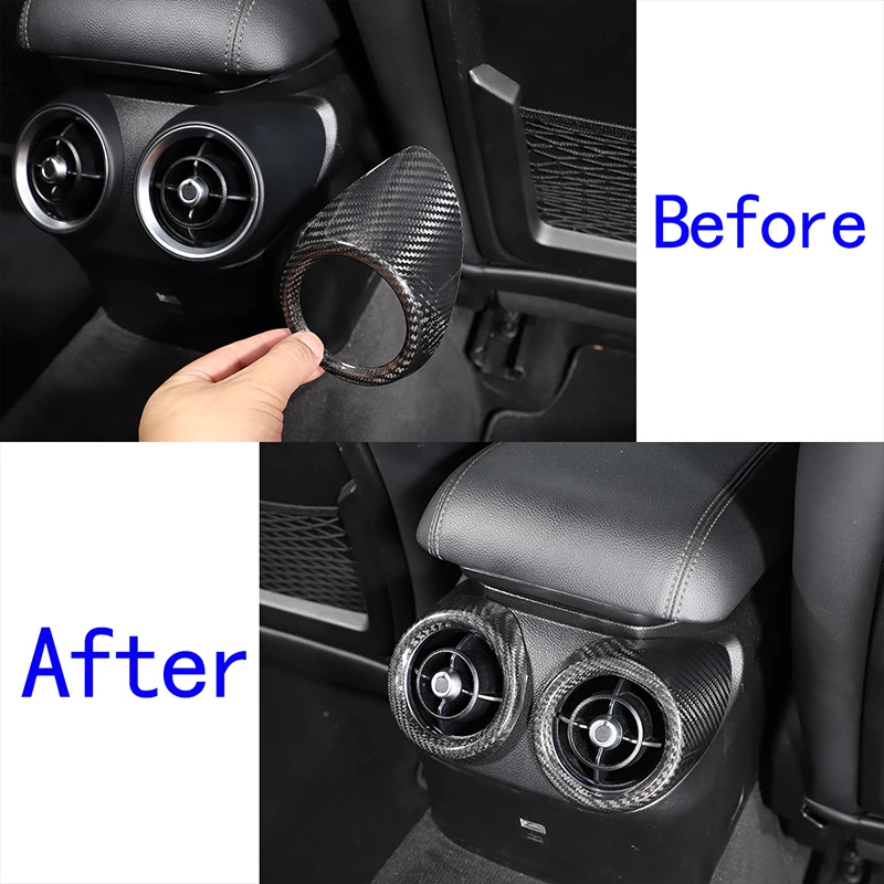

Real Carbon Fiber Rear Air Conditioning Outlet Cover Frame Decoration For Alfa Romeo Giulia 2017 2018 2019 2020 Car Accessories