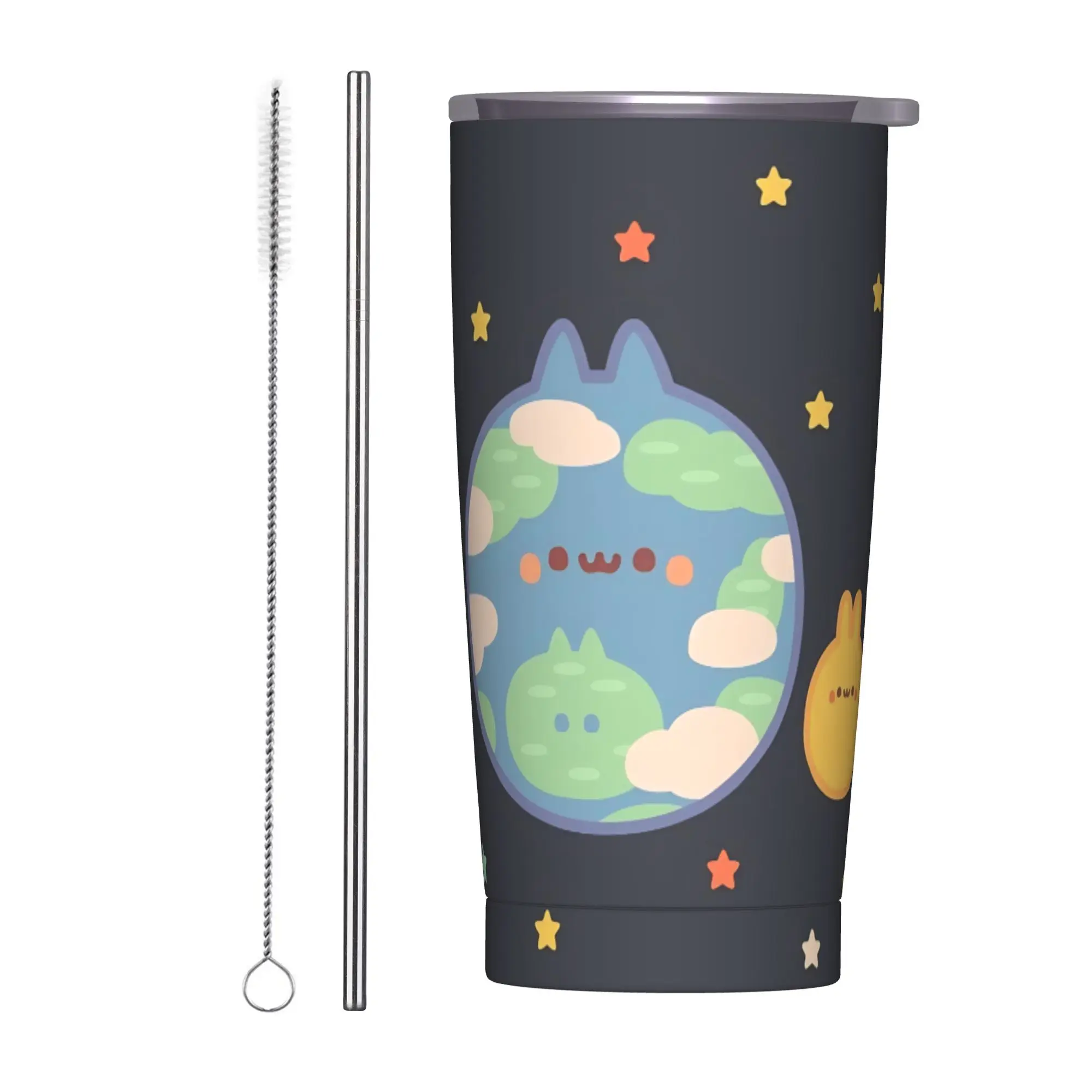 Rabbit Save Earth Day Kawaii Tumbler Vacuum Insulated  Thermal Cup Stainless Steel Office Home Mugs Water Bottle, 20oz