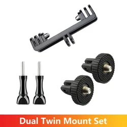 Dual Twin Mount Set 1/4'' Screw Adapter for GoPro Hero 13 12 11 10 9 8 5 Insta360 SJCAM AKASO DJI OSMO Action Camera Accessories