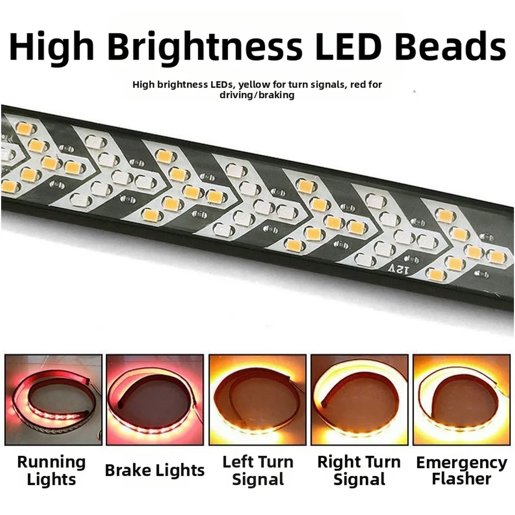 12 فولت أضواء خلفية السيارة LED ثنائي اللون أحمر أصفر الفرامل وأضواء إشارة الانعطاف مع إضاءة متتابعة للمياه المتدفقة