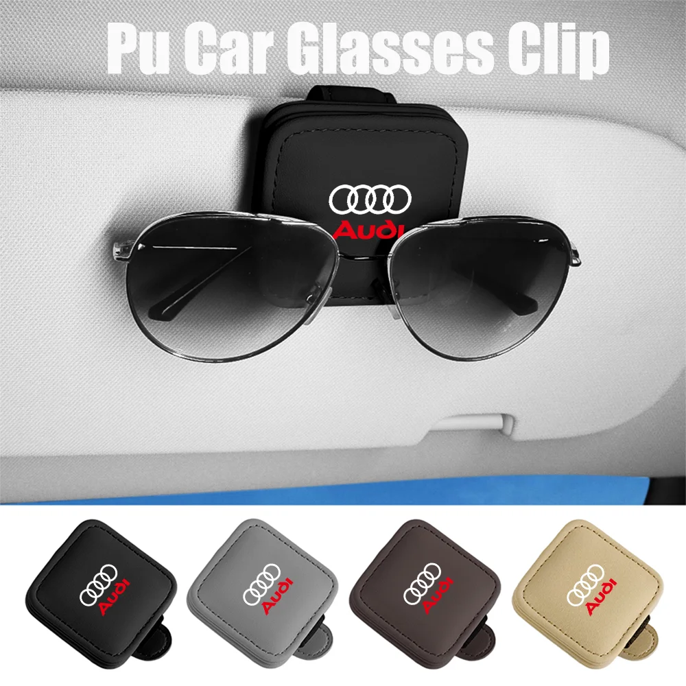 1PCS Pu Car Sunglasses Holder Clip Universal Magnetic Glasses Eyeglass Hanger Clip For Audi silne A3 A4 A7 TT Q7 Car Accessories