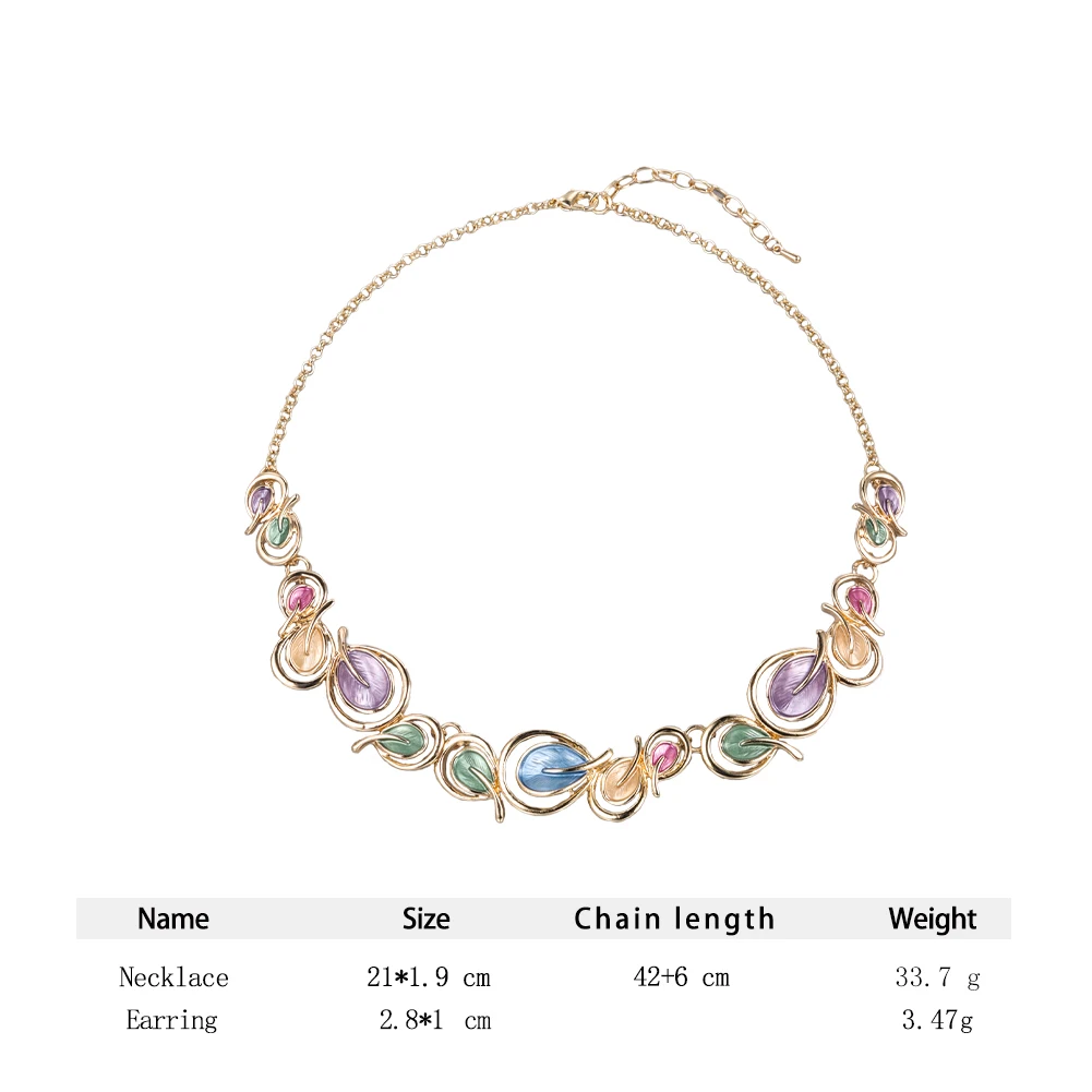 MeiceM Trendy Leaf Necklaces Ornaments on the Neck Fashion Enamel New Designer Chain Choker Pendant Necklace for Women Party