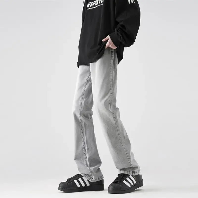 

Новые мужские модные мешковатые джинсы, серые винтажные уличные широкие джинсовые брюки, мужские повседневные прямые брюки Y2k, уличная одежда