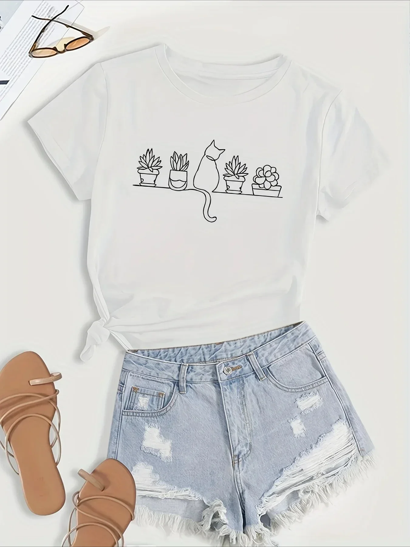 Damska koszulka oversize na lato, modny nadruk, casualowa bluzka z krótkim rękawem, wygodny sweter plus size, modny strój.