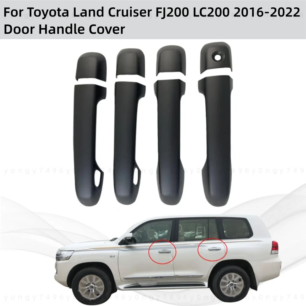 

Car Matte black Door Handle Cover Protector For Toyota Land Cruiser FJ200 LC200 2016 2017 2018 2019 2020 2021 2022 Paste Style