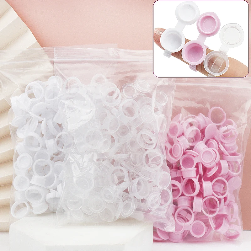 50Pcs Disposable Tattoo Ink Ring Cup Grafting False Lash Glue Ring Pigment Cup Eyelash Extension Supplie Makeup Tool Accessories