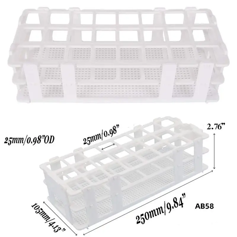 8Pcs Plastic Test Tube Rack 24 Holes Lab Test Tube Rack Holder For 25Mm Test Tubes, Detachable, White