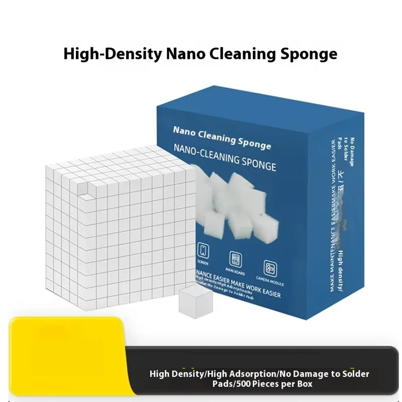 TE-P3 500 قطعة/صندوق نانو تنظيف الإسفنج للهاتف المحمول اللوحة الأم شاشة رقاقة إطار الكاميرا إزالة الغراء تنظيف الإسفنج