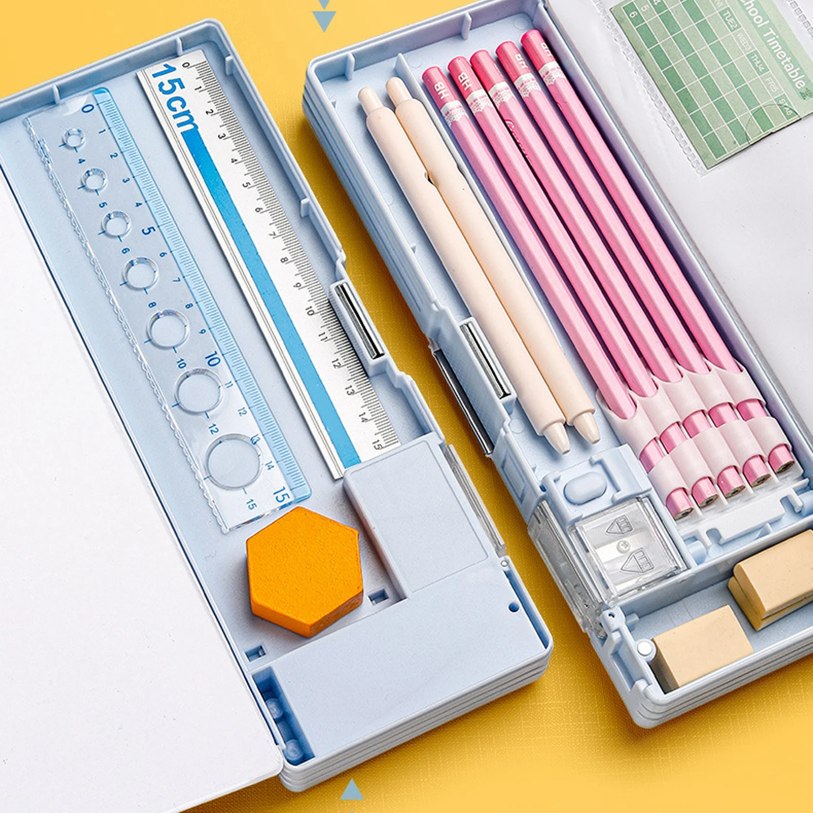 

Чехол для ручек, сумка-карандаш, милый мультяшный двусторонний встроенный точилка, портативный большой вместительный большой пенал для детей, школы