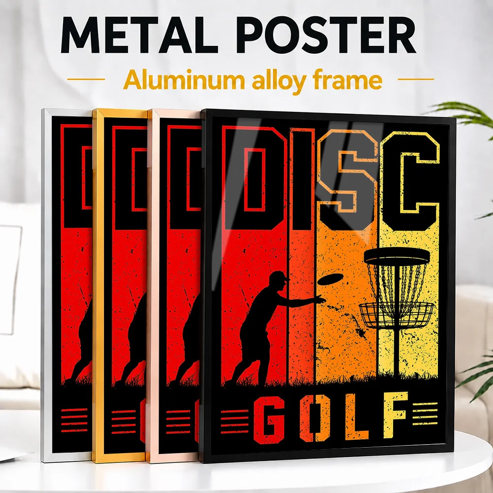 Disc Golf Vintage Design Framed Aluminum Metal Poster Customized Victory Tribute Wall Art Designed For Golfers To Display In Gym