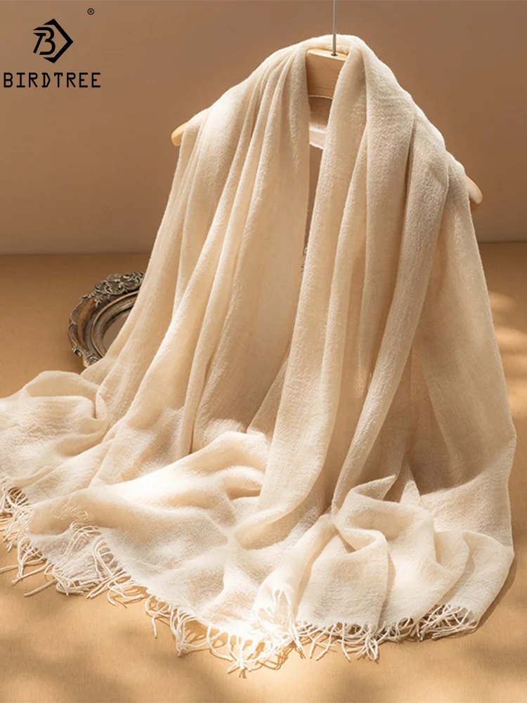 BirdTree, 100%Pure Cashmere Elegant Scarf, Women Men Gift Tassels, Soft Fashion Casual Warm Shawls, 2024 Autumn Winter A47903QM