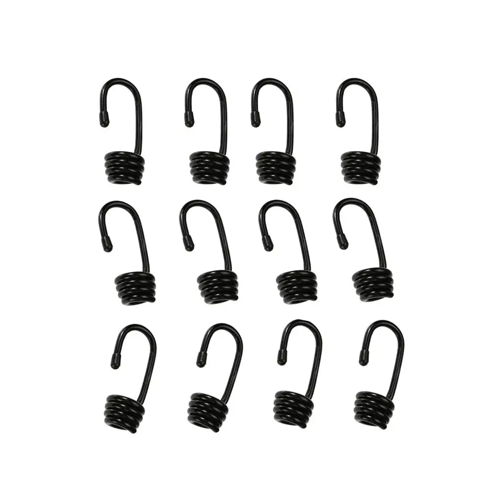 

Metal Bungee Hook 6mm Shock Cord End Black Luggage Strap Spiral Wire Hook Outdoor Camping for Elastic Rope Use