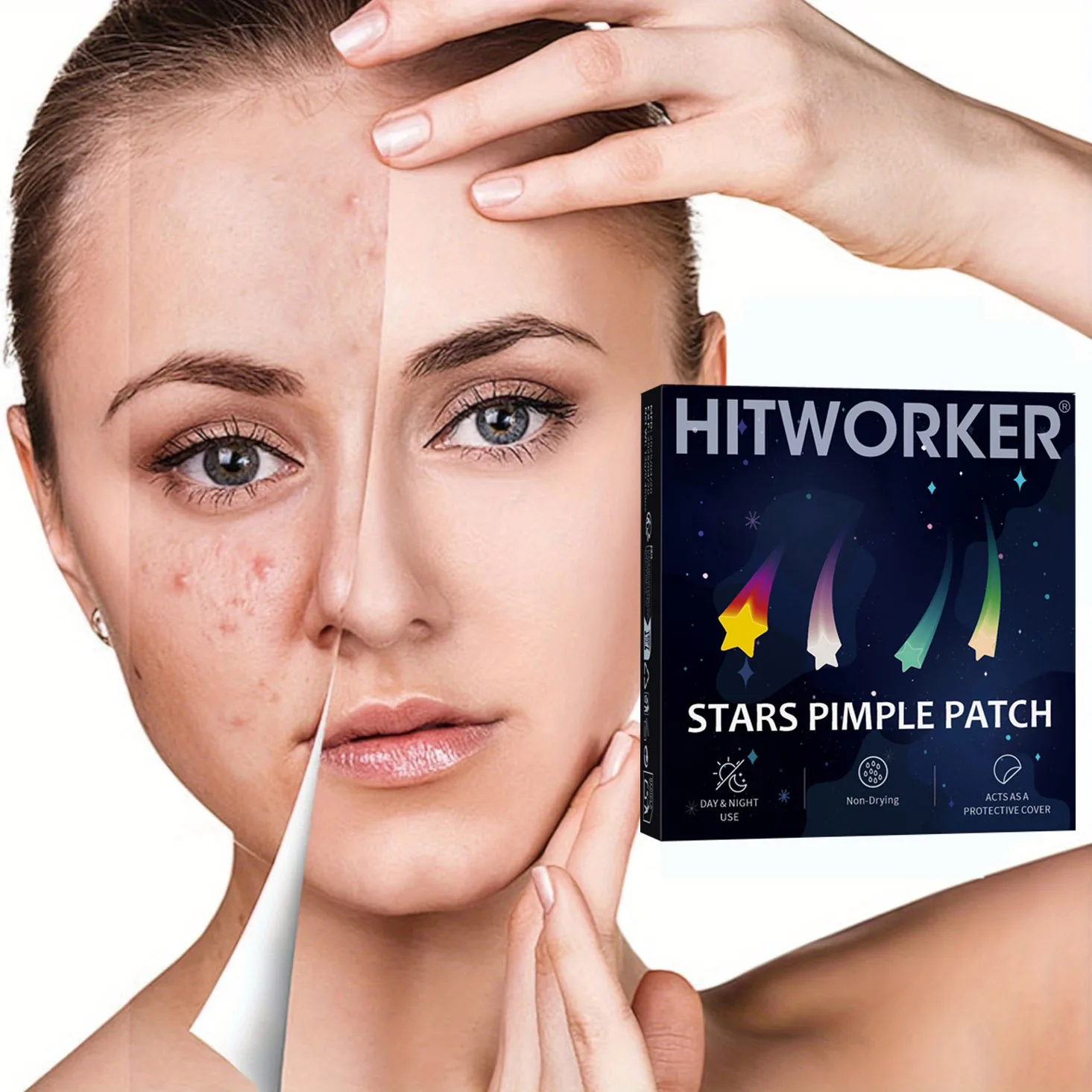 Patchs hydrocolloïdes imperméables pour l'acné, miroir Invisible 2 en 1 pour le nettoyage et le soin du visage, outil d'essence adapté à tous les Types de peau