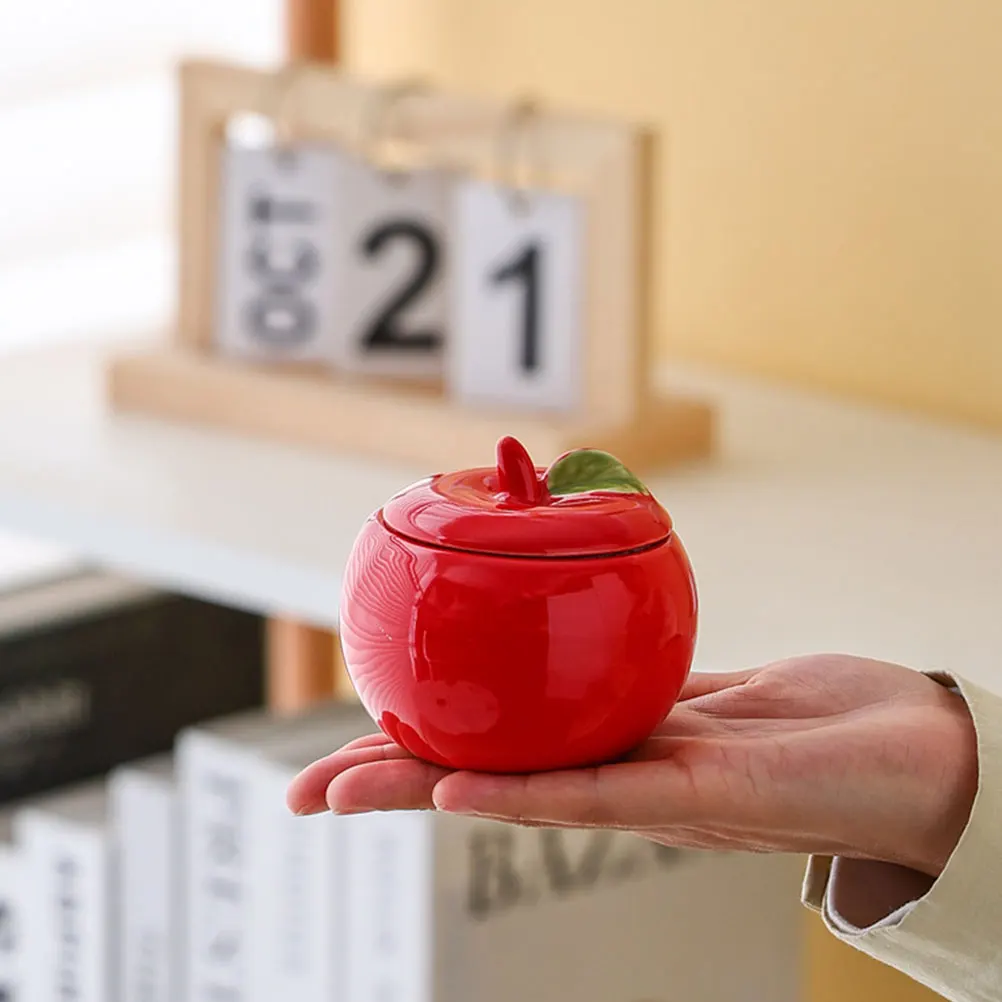 

Aromatherapy Container Ceramic Apple Shaped Red Holiday Snacks Biscuit Canister Scented Cup DIY Storage Jars Lids Tea