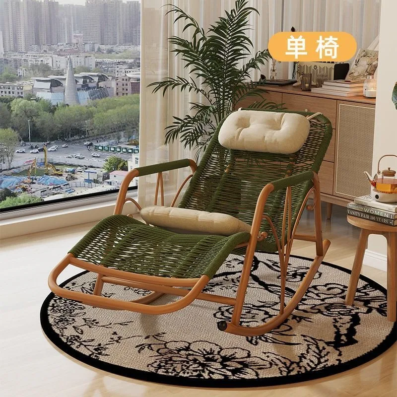 Chairs recliner household rattan balcony leisure lunch break lazy elderly single living room courtyard outdoor rattan chair