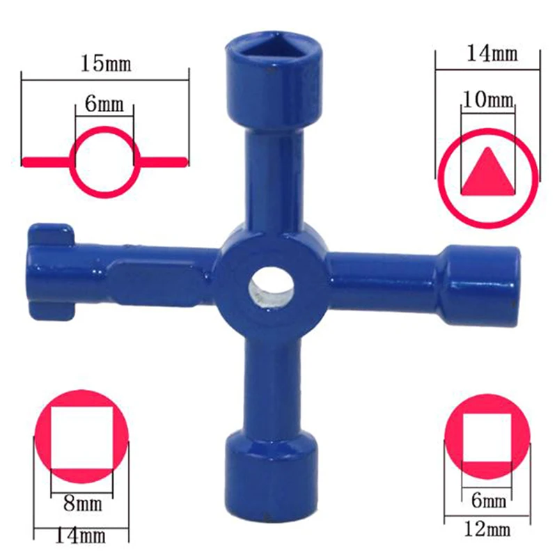 4-Way Multi-Functional Key for Electric Water Gas Meter Box Opening Key