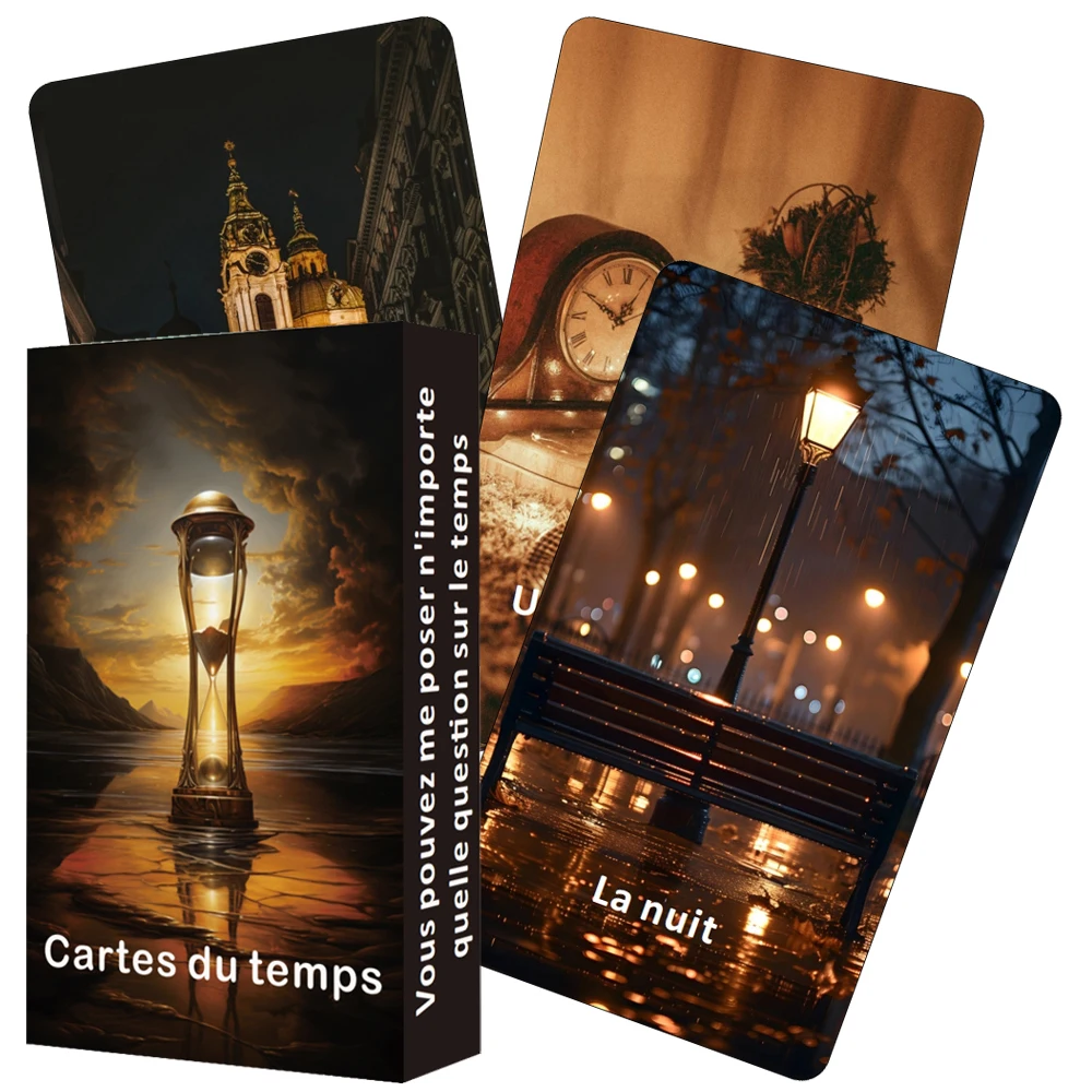 

French Tarot Cards, Time Oracle Cards, Divine Timing Oracle Deck, Answers to All Your Timing Related Questions, 12x7cm, 54-Cards