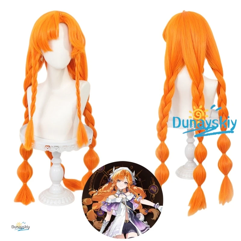 

Парик для косплея Sigrika, оранжевый длинный плетеный хвостик, термостойкое синтетическое волокно, волны для Хэллоуина, для женщин и девочек