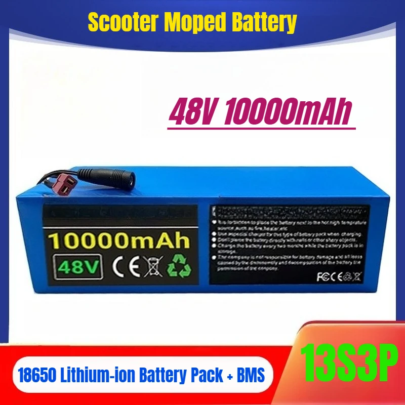 

48V 10Ah 13S3P Scooter Moped Battery 18650 Lithium-ion Battery Pack + BMS