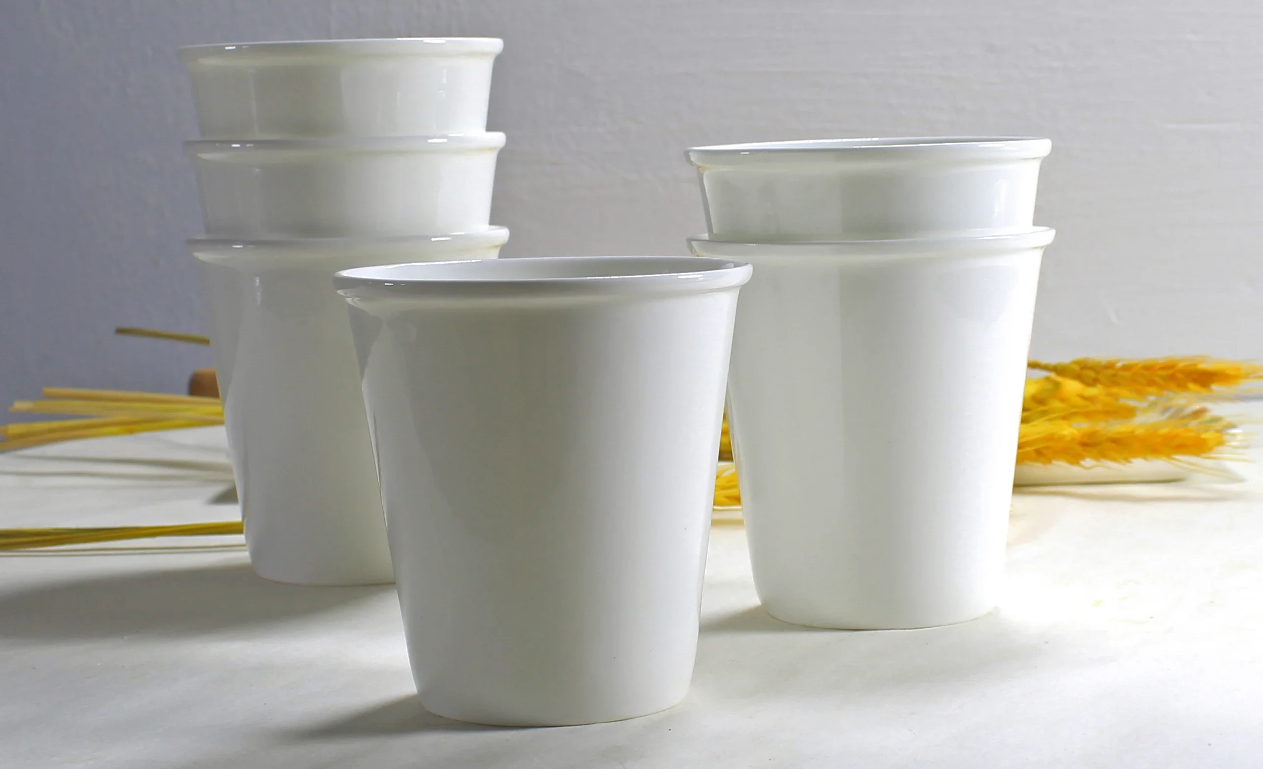 

200ML,6pcs/lot, Fine Bone China Nespressp Mug, Small Coffee Cup, Plain White Ceramic Tumbler, Tazas Cafe Travel Mug, Shot Glass