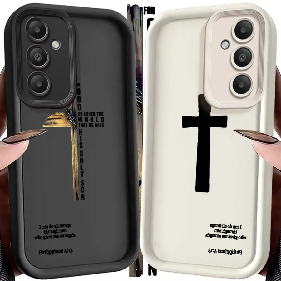 Case for Samsung Galaxy S20FE S25 Ultra S24Ultra S22 S21 Edge S24 Plus S23 FE Phone Cover Cool Cross Bless
