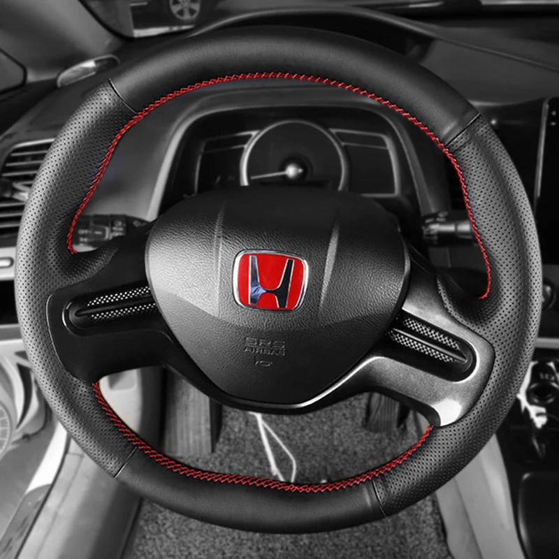 Car Accessory Car Steering Wheel Cover For Honda Civic Civic 8 2006 2007 2008 (2-Spoke) Customized Original Steering Wheel Braid