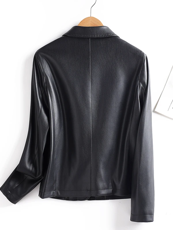   Ning Jaet in vera pelle da donna ort Sle Primavera Autunno Faionable Versatile cappotto in pelle elettronica Colletto rovesciato Esterno...