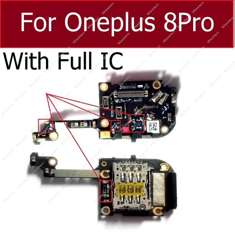 Placa de conector do soquete do leitor de cartão SIM, peças para Oneplus 1 + 7, 7T, 8, 8T, 9 Pro, 9, 9R, 9RT, 10 Pro, Nord 5G
